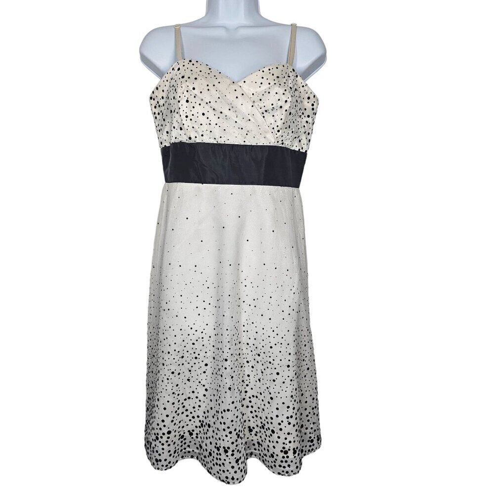 White House Black Market Polka Dots Cocktail Mini Dress Spaghetti Strap Womens 8